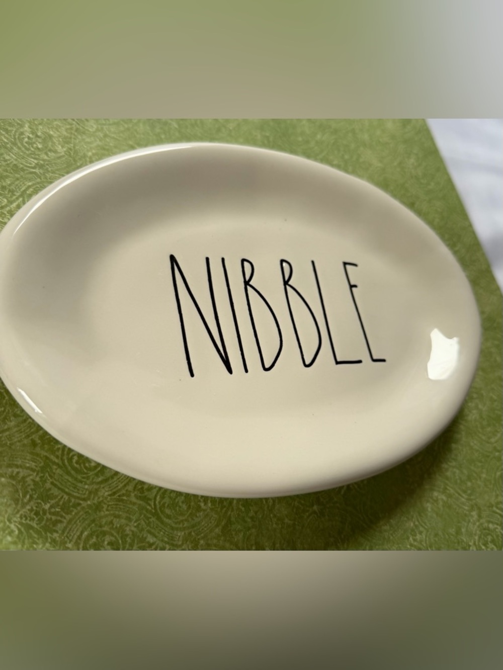 Rae Dunn NIBBLE Plate Artisan Collection Oval 8" Snack Appetizer Farmhouse White - Picture 3 of 8